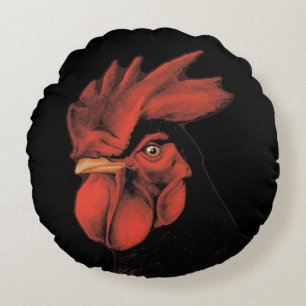 Regal Rooster Majestic Pride Portrait Round Pillow