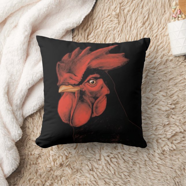 Regal Rooster Majestic Pride Portrait Throw Pillow (Blanket)