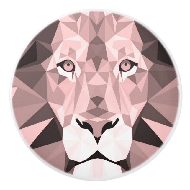 Regal Rose Geometric  Lion Head Ceramic Knob (Front)