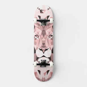 Regal Rose Geometric Lion Head Skateboard