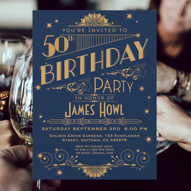 Regal Royal Blue 50e Invitation d'anniversaire, Ar (Créateur téléchargé)