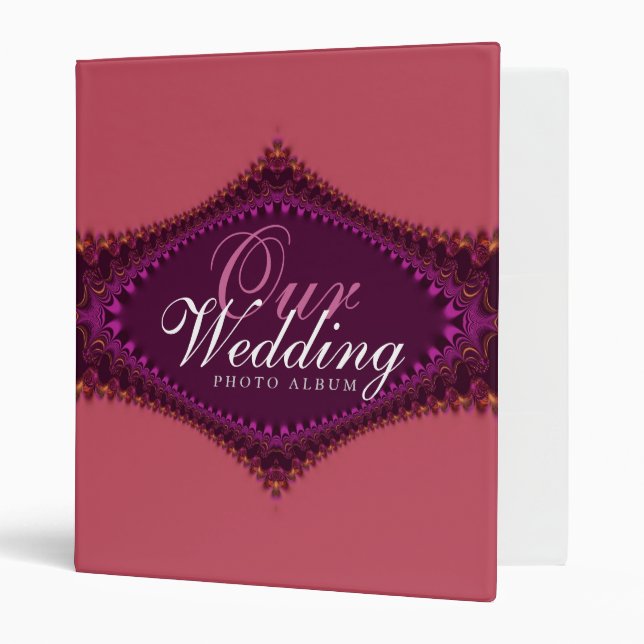 Regal Royal Fuchsia Lace Wedding Album Binder (Front/Inside)