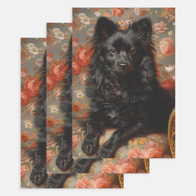 Regal Schipperke Dog Vintage Decoupage Wrapping Paper Sheet (Creator Uploaded)