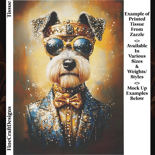 Regal Schnauzer Dog & Golden Crown EJ3 Decoupage Tissue Paper (Creator Uploaded)