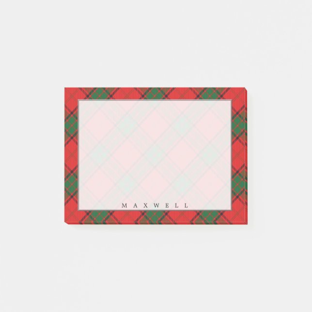 Regal Scottish Clan Maxwell Tartan Post-it Notes (Front)