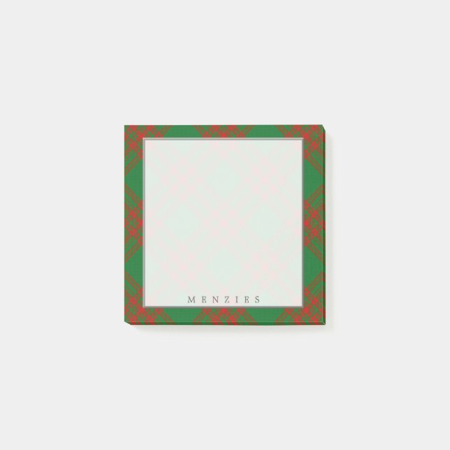 Regal Scottish Clan Menzies Tartan Post-it Notes (Front)