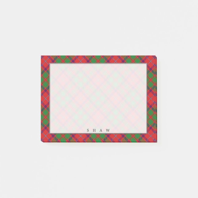 Regal Scottish Clan Shaw Tartan Post-it Notes (Front)
