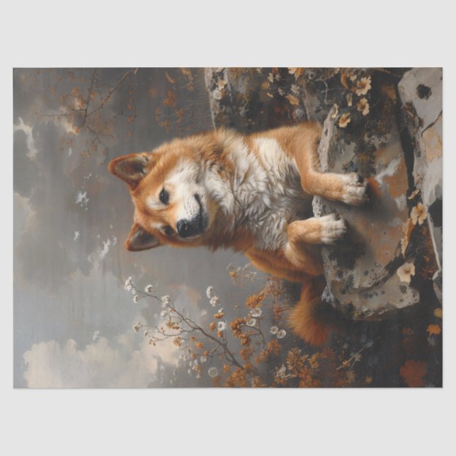 Regal Shiba Inu Decoupage Tissue Paper (Front)
