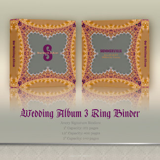 Regal Silver Gold Magenta Lace Wedding Album Binder