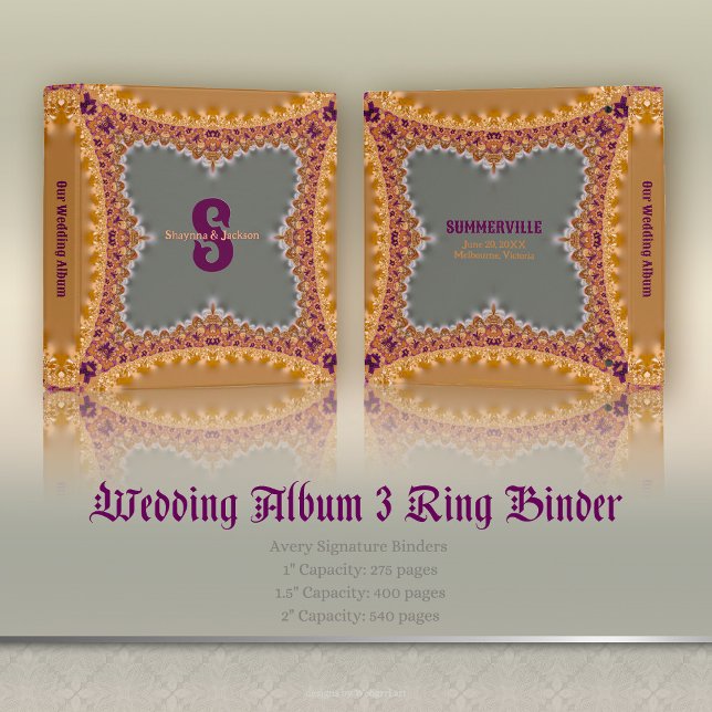 Regal Silver Gold Magenta Lace Wedding Album Binder (Creator Uploaded)