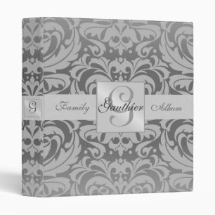 Regal Silver Monogram Damask Family Album Binder