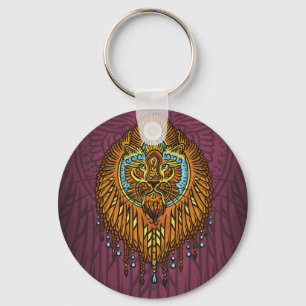 Regal Spirit Lion Ornate Tribal Mandala Roar Keychain