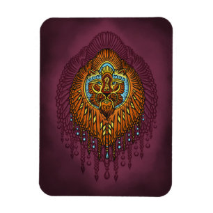 Regal Spirit Lion Ornate Tribal Mandala Roar Magnet