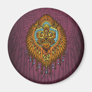 Regal Spirit Lion Ornate Tribal Mandala Roar Magnet