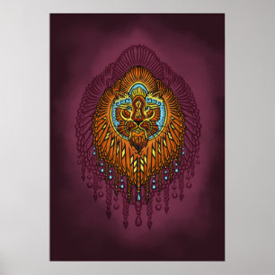 Regal Spirit Lion Ornate Tribal Mandala Roar Poster