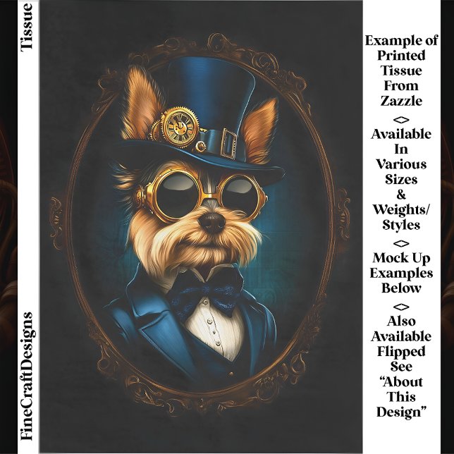 Regal Steampunk Yorkshire Terrier EF4R Decoupage Tissue Paper (Creator Uploaded)