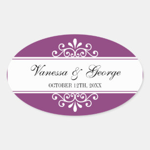 Regal swirl purple oval out of town gift bag favou sticker