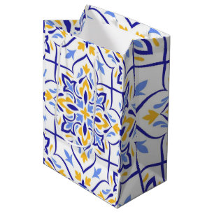 Regal Symphony Blue and Gold Luxury Mediterranean Medium Gift Bag