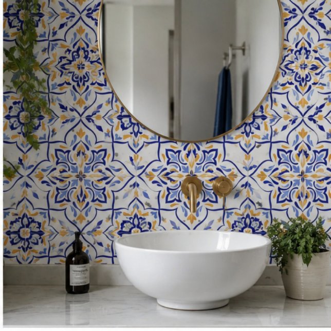 Regal Symphony Blue and Gold Luxury Mediterranean Tile (Creator Uploaded)