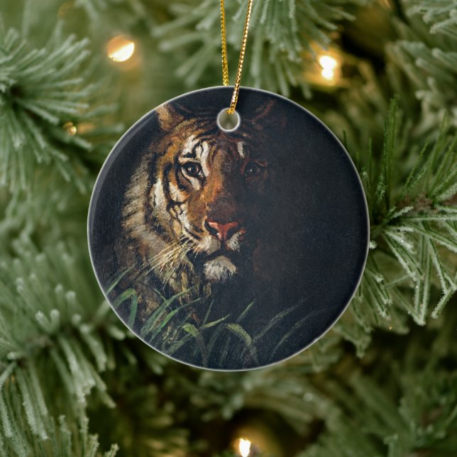 Regal Tiger Gaze - Retro Art Ornament (Tree)