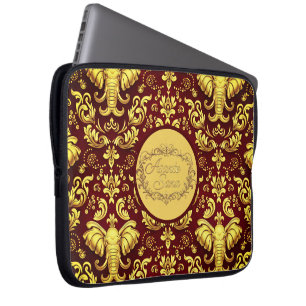 Regal Trumpeting Glory: Personalized Crimson Mara  Laptop Sleeve
