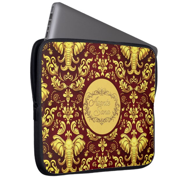 Regal Trumpeting Glory: Personalized Crimson Mara  Laptop Sleeve (Front Right)