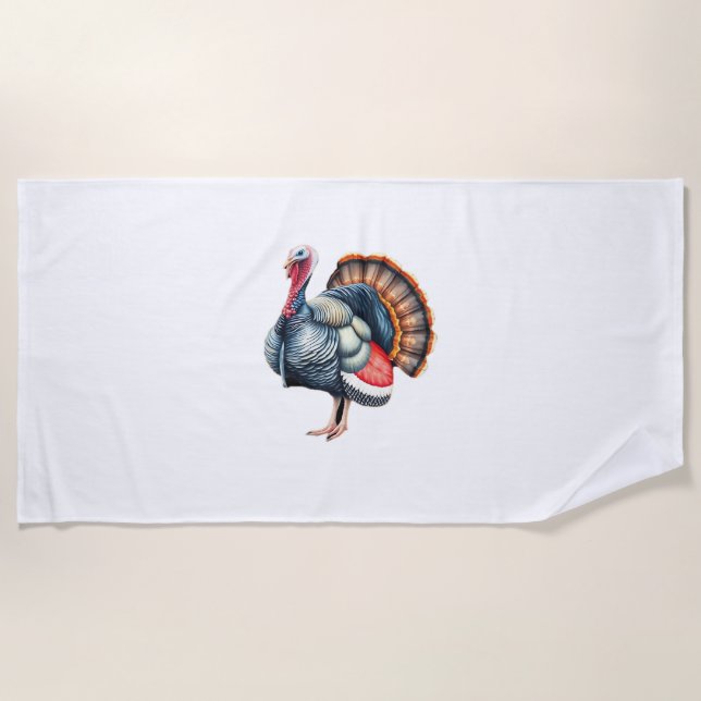 Regal Turkey Display Art Classic T-Shirt Beach Towel (Front)