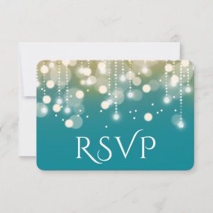 Régal Turquoise et Gold Bokeh Lights RSVP
