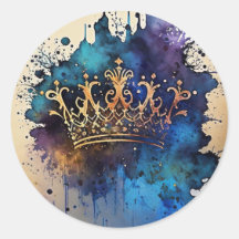 Regal Watercolor Crown Seal Sticker 