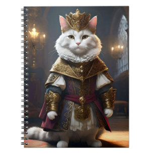 Regal White Cat Dressed In Renaissance Outfit, Notebook