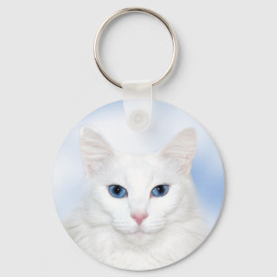 Regal white cat keychain