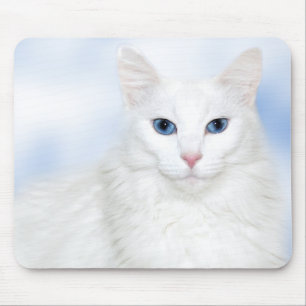 Regal white cat mouse pad