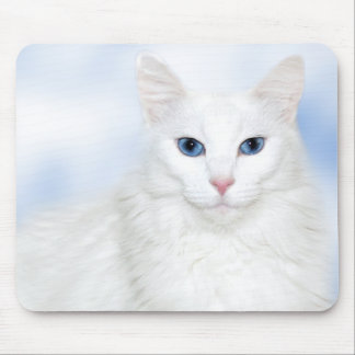Regal white cat mouse pad