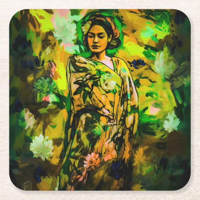 Regal Woman  Square Paper Coaster (Front)