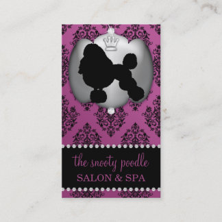 Regalia Purple Jewelled Damask Dog Grooming/Spa Business Card