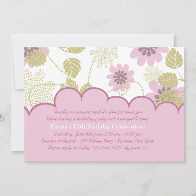 Regarder dans le jardin Invitation fête d'annivers (Devant)