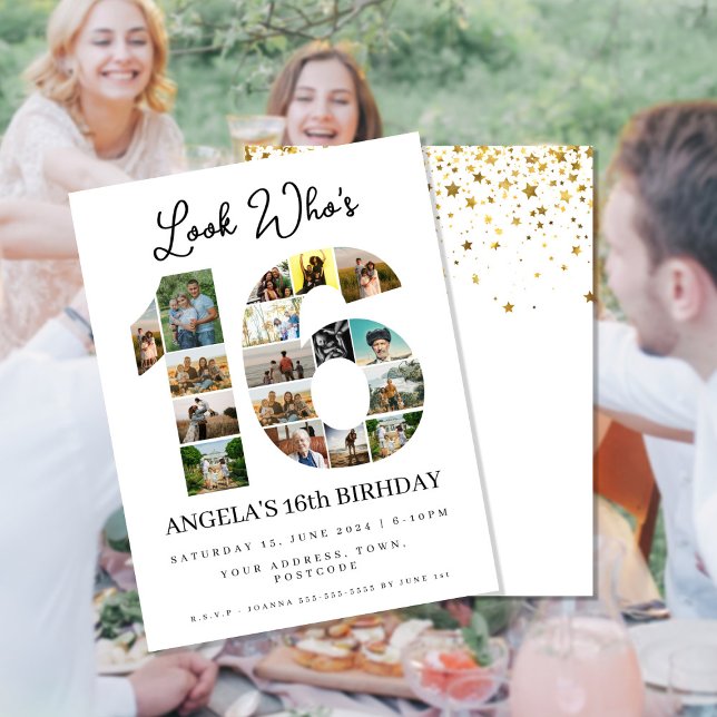 Regardez qui a 16 ans Invitation Collage photo ado (Créateur téléchargé)