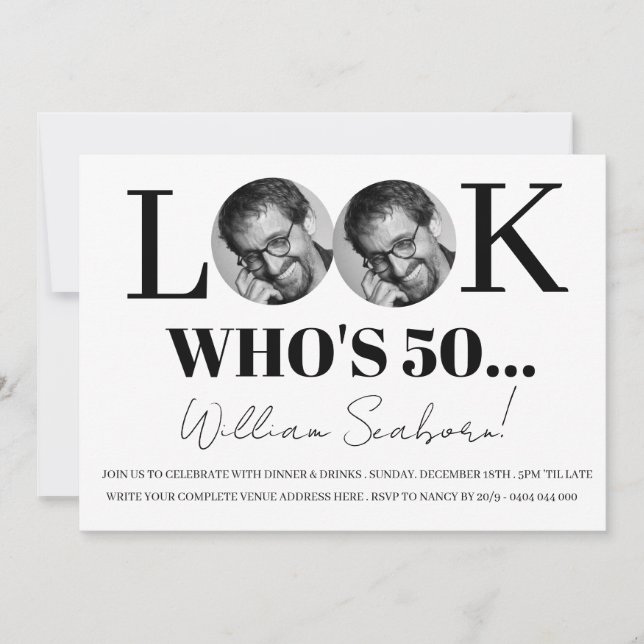 Regardez qui a 50 ans, Invitation 50 ans avec phot (Devant)