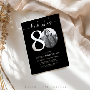 Regardez qui a 80 ans   Noir 80e Invitation d'anni