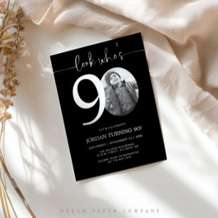 Regardez qui a 90 ans   Invitation noir 90e annive
