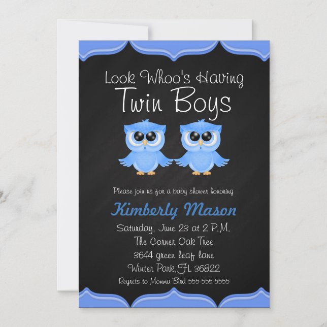 Regardez qui a des Baby showers jumeaux Invitation (Devant)
