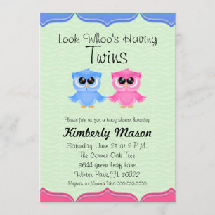 Regardez qui a des jumeaux Baby shower Invitation