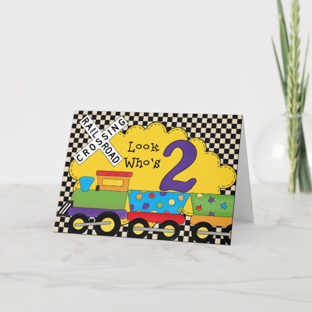Regardez qui est 2 cartes de train d'anniversaire (Devant)