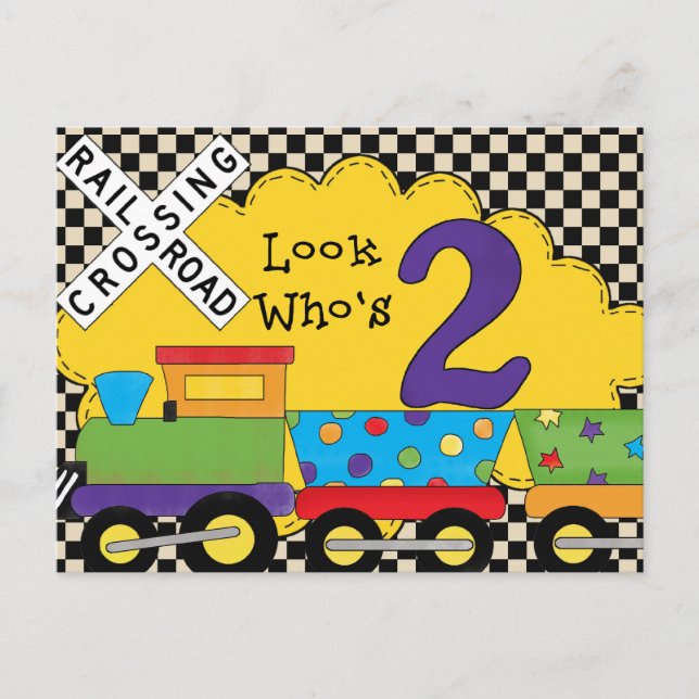 Regardez qui est 2 cartes de train d'anniversaire (Devant)