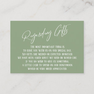 Regarding Gifts Handwriting Sage Green Enclosure Card