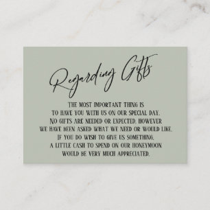 Regarding Gifts Modern Handwriting Simple Sage Enclosure Card