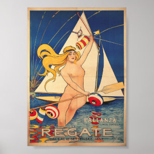 Regate, Sailing, Italy, Art Nouveau Poster