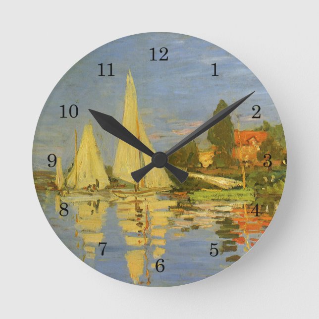Regatta at Argenteuil by Claude Monet Round Clock (Front)