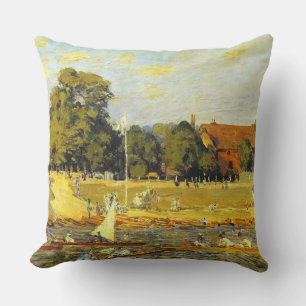 Regatta at Hampton Court Alfred Sisley Poster Throw Pillow