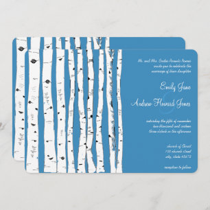 Regatta Blue Birch Tree Wedding Invitations